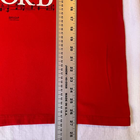 Delta Pro Weight Men T-shirt size L Red Come Let Us Adore Him Christ The Lord - Picture 4 of 9